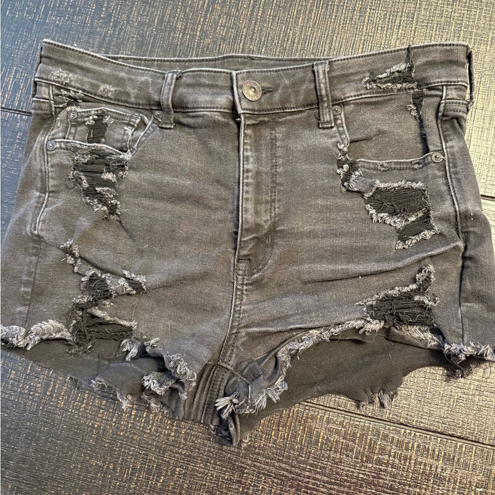 American Eagle Outfitters Distressed Black Jean Shorts